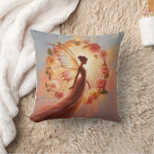 Hada luminosa rodeada de flores – Ilustración mági クッション (ブランケット)