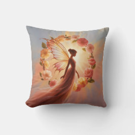 Hada luminosa rodeada de flores – Ilustración mági クッション