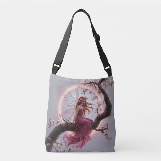 Hada mágica entre flores de cerezo – Ilustración d クロスボディバッグ (正面)