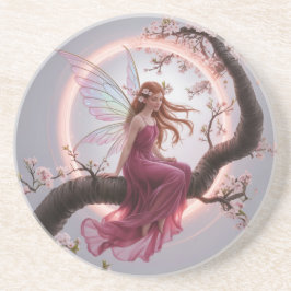Hada mágica entre flores de cerezo – Ilustración d コースター