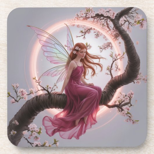 Hada mágica entre flores de cerezo – Ilustración d コースター (正面)