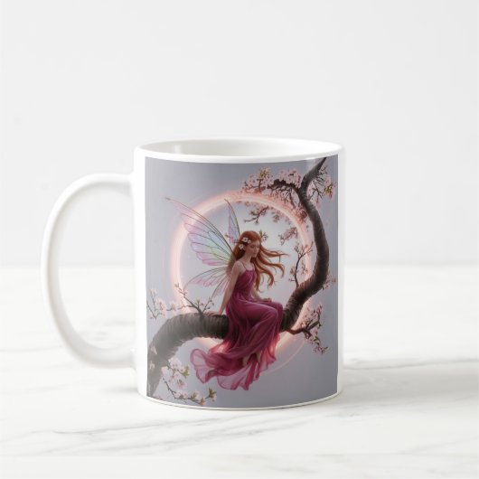 Hada mágica entre flores de cerezo – Ilustración d コーヒーマグカップ (左)