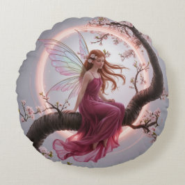 Hada mágica entre flores de cerezo – Ilustración d ラウンドクッション