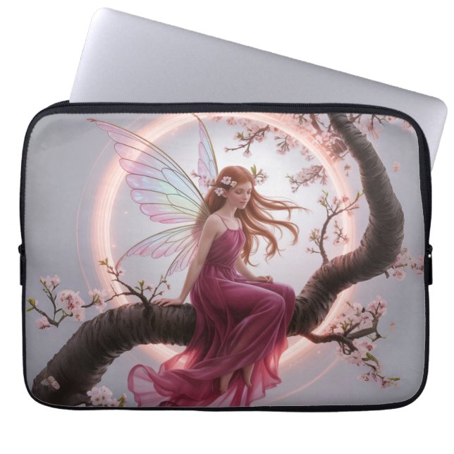 Hada mágica entre flores de cerezo – Ilustración d ラップトップスリーブ (正面)