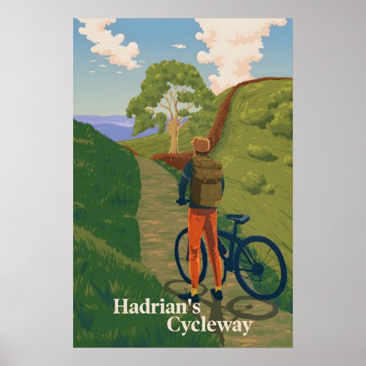 Hadrians Cycleway Cycling Travel Poster ポスター (正面)