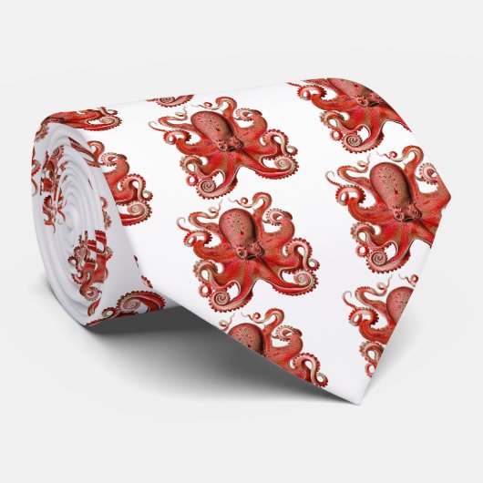 Haeckelのタコの赤 ネクタイ (ロール)