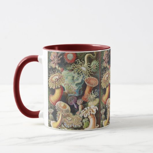 Haeckel Sea Anemones Nautical Sea Life Art Collage マグカップ (左)