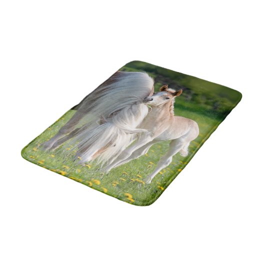 Haflingerの馬のミイラの写真を持つかわいいベビーの子馬 バスマット (アングル)