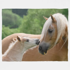 Haflingerの馬は抱きしめているロバcomfortab産み、 フリースブランケット
