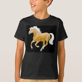 HaflingerのPalominoの子馬は暗いTシャツをからかいます Tシャツ