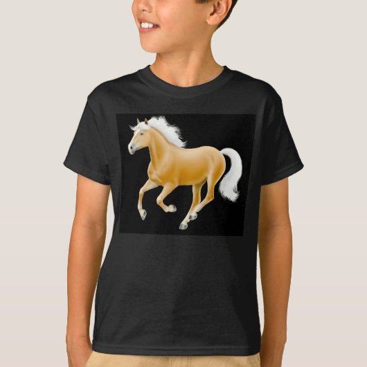 HaflingerのPalominoの子馬は暗いTシャツをからかいます Tシャツ (正面)