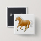 HaflingerのPalominoの馬Pinの白 缶バッジ (正面&裏面)