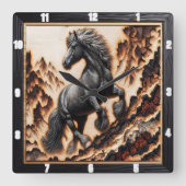 Haflinger's Wild Wood: カスタムArt Display スクエア壁時計 (正面)