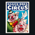 Hagen Bros. Clown USA Vintage Poster Restored ポスター<br><div class="desc">Fully restored vintage circus poster from the USA. Please note that our posters are high quality reproductions based on professional, very high resolution scans off the originals. Our manual retouching process does not involve the use of filters that remove any original details or texture that you will see in the...</div>