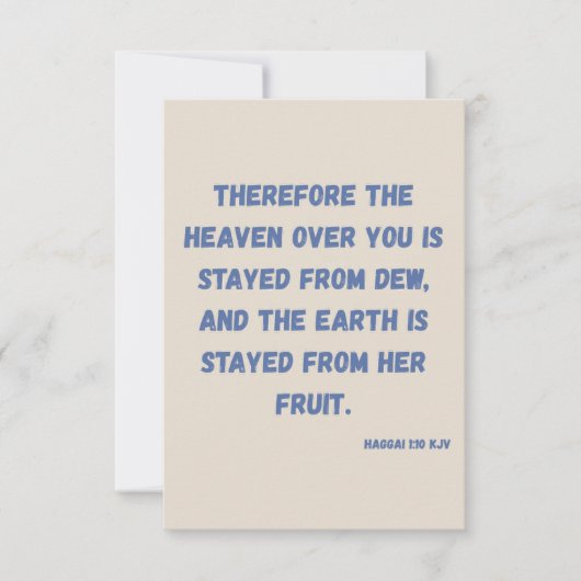 Haggai 1:10 KJVバイブル聖句キリスト教の献身 カード (正面)