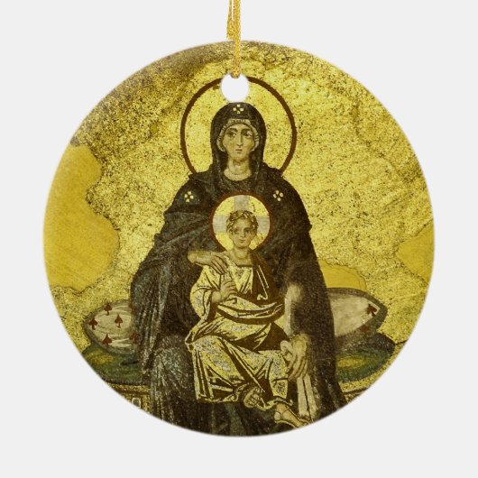Hagia Sophiaからのヴァージンおよび子供のモザイク セラミックオーナメント (裏面)