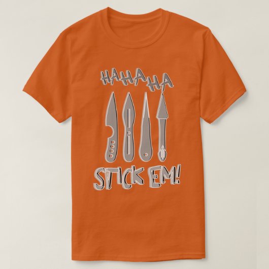 HaHa Stickem投げナイフ Tシャツ (デザイン正面)