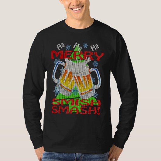 HaHaHa MERRY SMISHSMASH   Holiday Beer Drinking Tシャツ (正面)