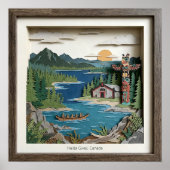 Haida Gwaii B.C. Canada Paper Collage Diorama ポスター (正面)