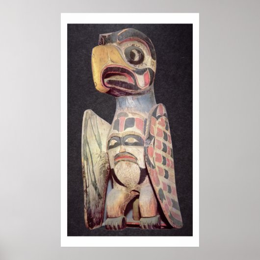 Haida 'Thunderbird' statue (painted wood) ポスター (正面)