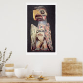 Haida 'Thunderbird' statue (painted wood) ポスター (キッチン)