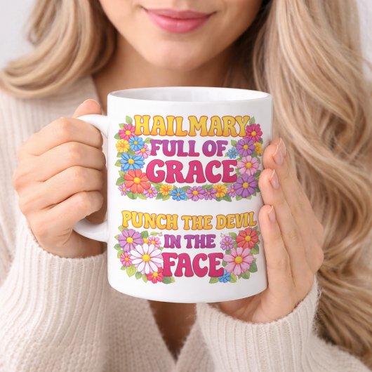 Hail Mary Full of Grace Punch the Devil Mug ツートーンマグカップ