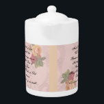 Hail Mary Prayer<br><div class="desc">Beautiful 'Hail Mary' prayer teapot.  Design created in translucent layers with roses,  on a light pink background.</div>
