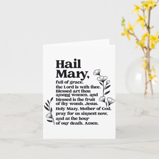 Hail Mary Prayer Marian Floral Christian Blessed M カード (黄色い花)