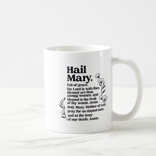 Hail Mary Prayer Marian Floral Christian Blessed M コーヒーマグカップ (右)