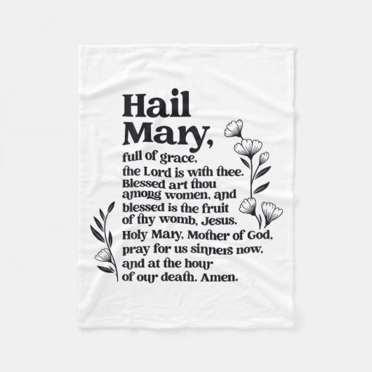 Hail Mary Prayer Marian Floral Christian Blessed M フリースブランケット (正面)