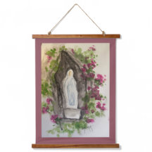 Hail Mary Wood Topped Wall Tapestry
