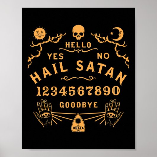 Hail Satanオカルトホラー無神論者ウィッカ信者Satanic Ou ポスター (正面)