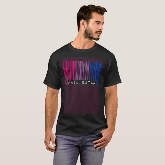 Hail Satan Bisexual Pride Flag Barcode Satanist Eq Tシャツ (正面フル)