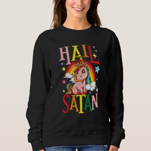 Hail Satan Unicorn Rainbow スウェットシャツ (正面)