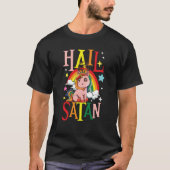 Hail Satan Unicorn Rainbow Tシャツ (正面)