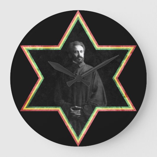 Haile Selassieのダビデの星 ラージ壁時計 (正面)