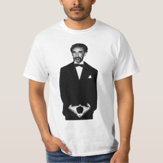 Haile Selassieの黒く及び白い写真のワイシャツ Tシャツ