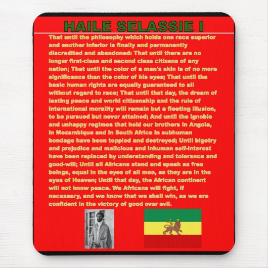 Haile Selassie国連1963年への有名な戦争のスピーチ マウスパッド (正面)