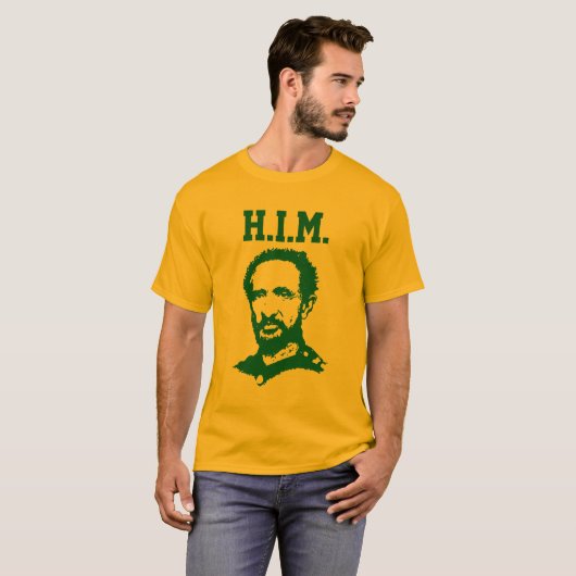 Haile Selassie - H.I.M. King - Reggae Rasta Shirt Tシャツ (正面フル)