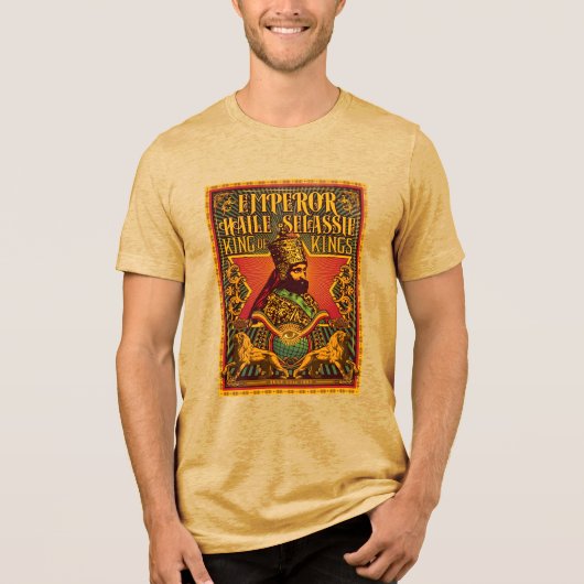 Haile Selassie I HIM Jah Rastafari Rasta Jah Bless トライブレンドＴシャツ (正面)