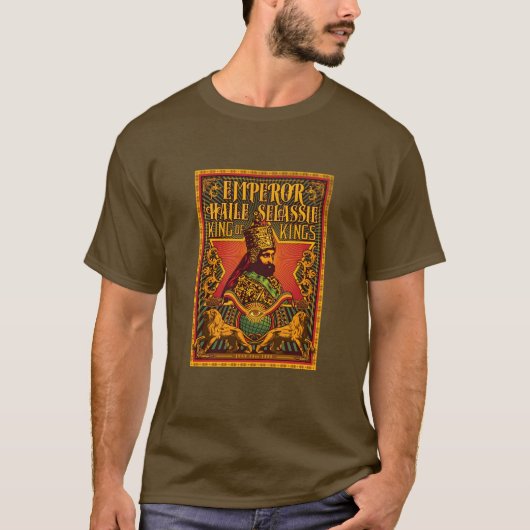 Haile Selassie I HIM Jah Rastafari Rasta Jah Bless Tシャツ (正面)
