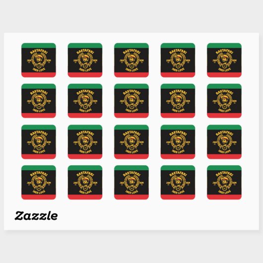 Haile Selassie I Jah Rastafari Reggae Rasta Button スクエアシール (シート)