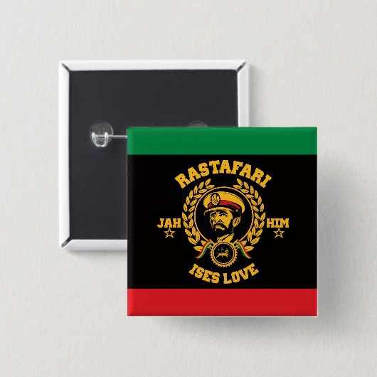 Haile Selassie I Jah Rastafari Reggae Rasta Button 缶バッジ (正面&裏面)