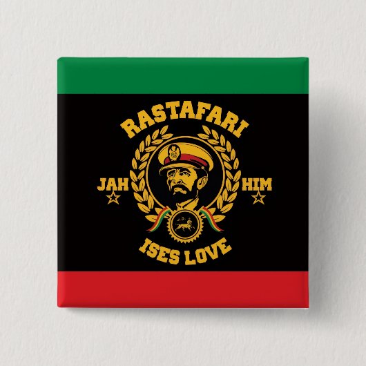 Haile Selassie I Jah Rastafari Reggae Rasta Button 缶バッジ (正面)