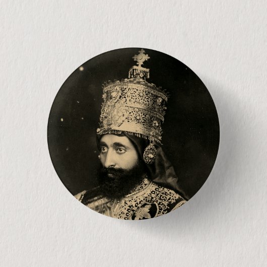 Haile Selassie - Jah - Messiah - Rastafari Button 缶バッジ (正面)
