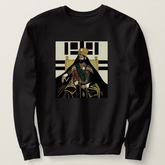 Haile Selassie Jah Rastafari Emperor Rasta Sweater スウェットシャツ (デザイン正面)
