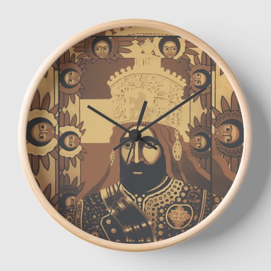 Haile Selassie Jah Rastafari Modern Art Clock 壁時計 (正面)