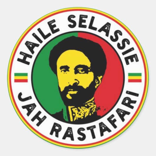 Haile Selassie Jah Rastafari Rasta Africa Roots  ラウンドシール (正面)