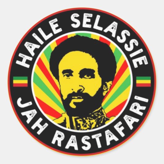 Haile Selassie Jah Rastafari Rasta Reggae Roots ラウンドシール (正面)