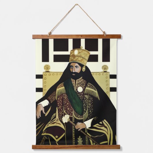 Haile Selassie Jah Rastafari Rasta Reggae Roots 吊り下げ型タペストリー (正面)